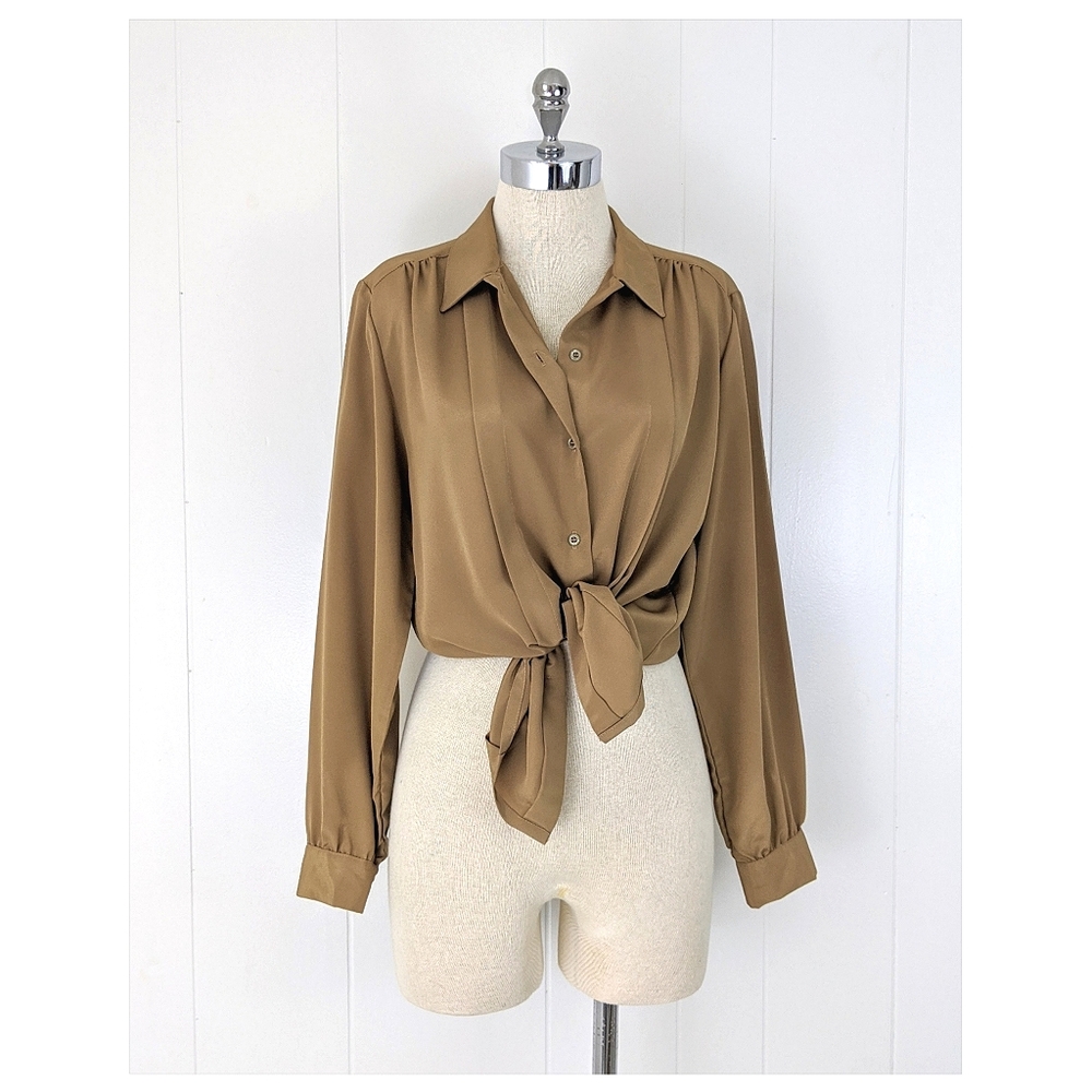 vintage 70's silky pleated blouse